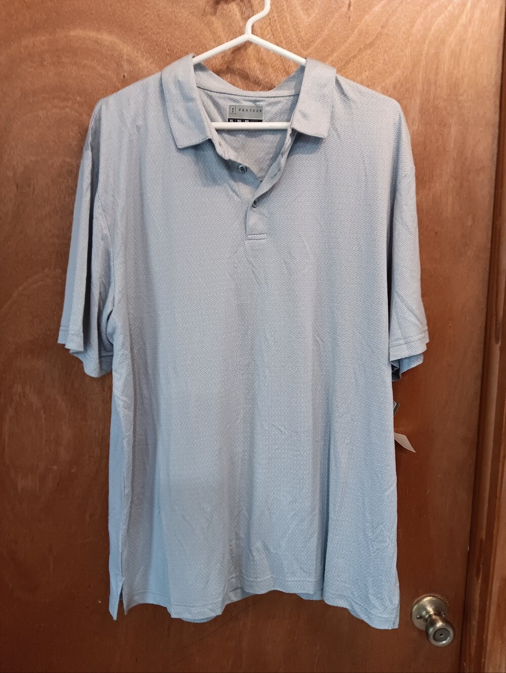 PGA Tour Gray Chevron Knit Golf Polo
